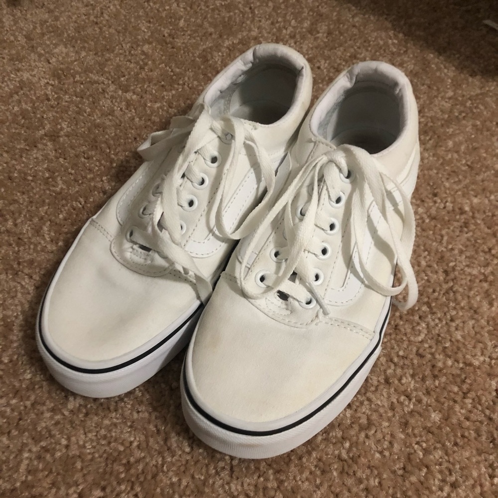 Size 7.5 White Vans Barely Worn